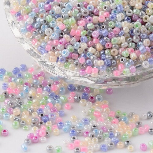 1000 perles de rocaille multicolore pastel ø 2 mm 12/0 - creation bijoux