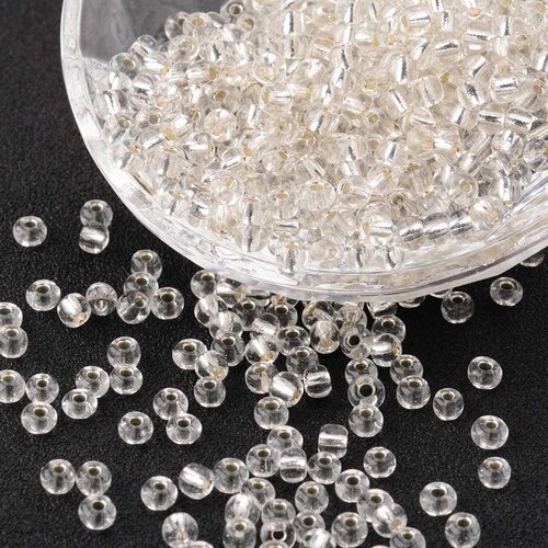 500 perles de rocaille blanc transparent ø 4 mm 6/0 (36 grs) - creation bijoux