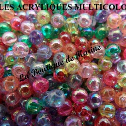 250 perles nacrees acryliques multicolores ø 4 mm  - creation bijoux