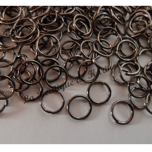 200 anneaux ouverts 6 mm metal  argente fonce - creation bijoux perles