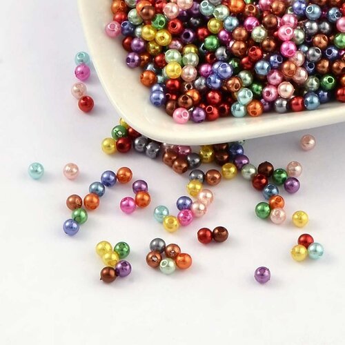 Lot de 500 perles nacrees multicolore acrylique ø 4 mm - livraison gratuite - creation