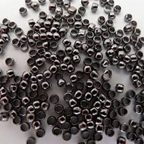 300 perles à ecraser rondes metal argente fonce diametre 2 mm - creation bijoux perles