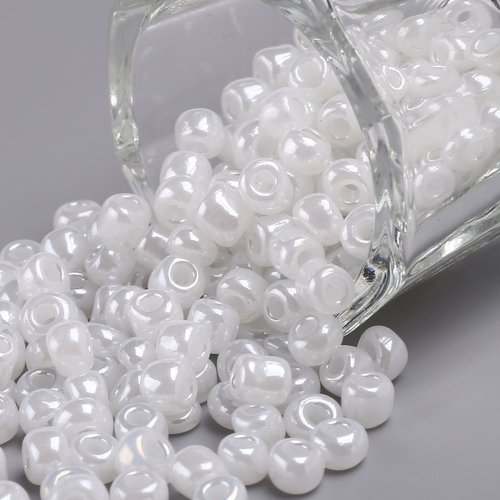 500 perles de rocaille blanc nacré ø 4 mm 6/0 - creation bijoux