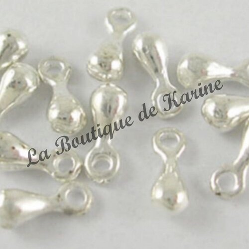 60 perles breloques goutte metal argente clair - creation bijoux