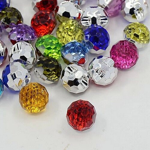 10 boutons fantaisies strass multicolore 12 mm - 2 trous - creation couture scrapbooking