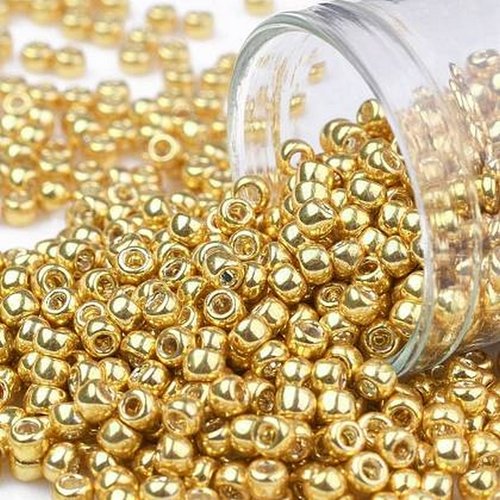 500 perles de rocaille dore or ø 4 mm 6/0 (36 grs) - creation bijoux