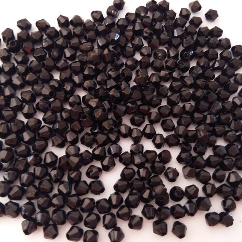 300 perles toupies resine noir 4 mm - creation bijoux