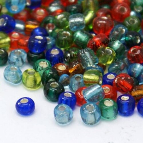500 perles de rocaille multicolore translucide ø 4 mm 6/0 (36 grs) - creation bijoux