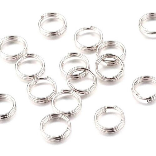 200 anneaux doubles 6 mm metal argente - creation bijoux perles