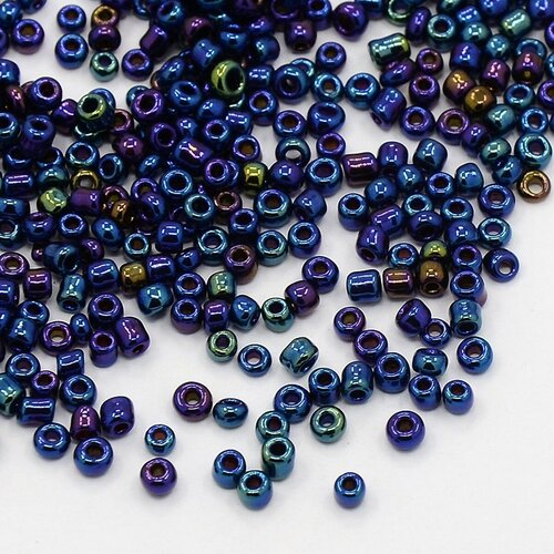 1000 perles de rocaille multicolore bleu, violet et vert ø 2 mm 12/0 - creation bijoux