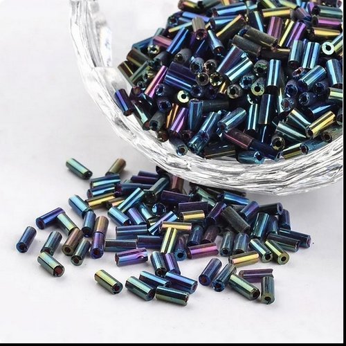 Lot de 500 perles de rocaille tube bleu violet vert 5 mm diamètre 1,8 mm - creation bijoux