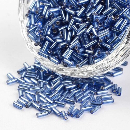 Lot de 500 perles de rocaille tube bleu métallisé 5 mm diamètre 1,8 mm - creation bijoux