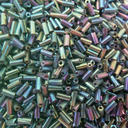 Lot de 500 perles de rocaille tube vert violet bleu 5 mm diamètre 1,8 mm - creation bijoux