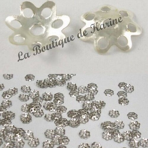 100 coupelles perle intercalaire metal argente 6 mm - creation bijoux perles