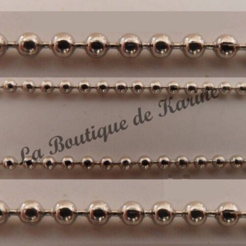 3 m de chaine boule metal argente diametre 1,5 mm - creation bijoux perles