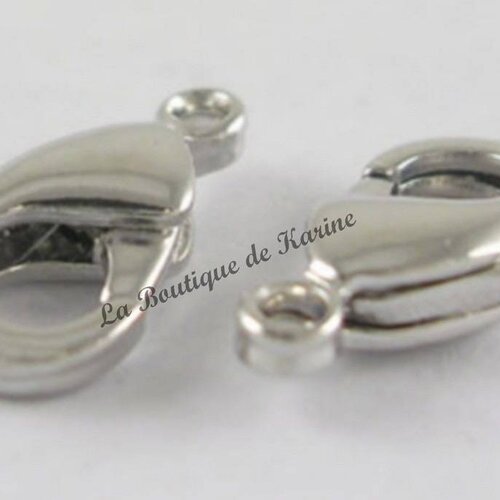 10 fermoirs mousquetons metal argente 15 x 8 mm - creation bijoux perles