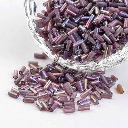 Lot de 500 perles de rocaille tube violet 5 mm diamètre 1,8 mm - creation bijoux