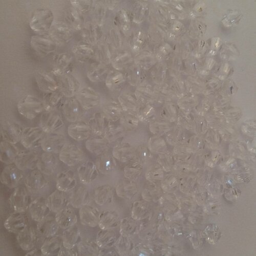 300 perles toupies resine transparente 4 mm - creation bijoux