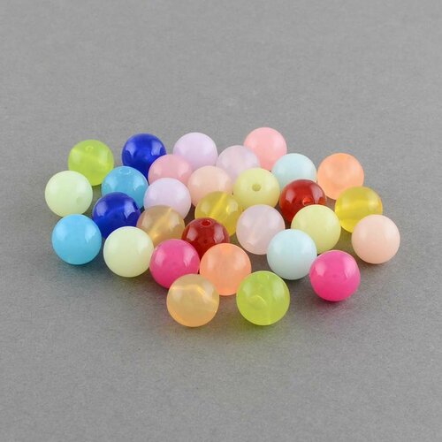 200 perles rondes multicolore acrylique ø 6 mm aspect bonbons - livraison gratuite - creation