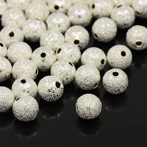 Lot de 20 perles laiton metal argente clair ø 6 mm - creation bijoux