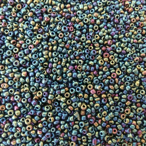 1000 perles de rocaille vert foncé - bleu ø 2 mm 12/0 - creation bijoux