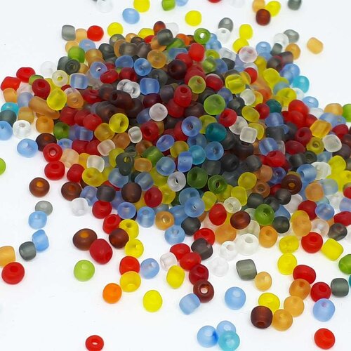 500 perles de rocaille multicolore mat givré ø 4 mm 6/0 - creation bijoux