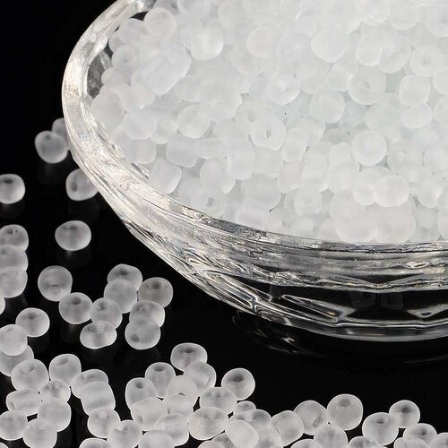 500 perles de rocaille blanc transparent mat givré ø 4 mm 6/0 - creation bijoux