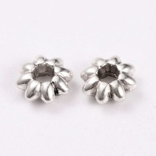 30 perles intercalaire metal argente 5,5 mm forme fleur - creation perles