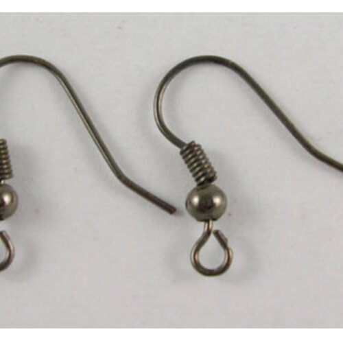 60 crochets support boucles d'oreilles metal argente fonce 18 mm - creation bijoux perles