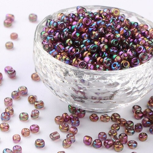 500 perles de rocaille violet bleu vert ø 4 mm 6/0 (36 grs) - creation bijoux