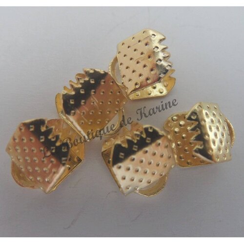 30 embouts pinces attache rubans metal dore 8 x 6 mm - creation bijoux perles