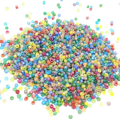 1000 perles de rocaille multicolore mat givré ø 2 mm 12/0 - creation bijoux