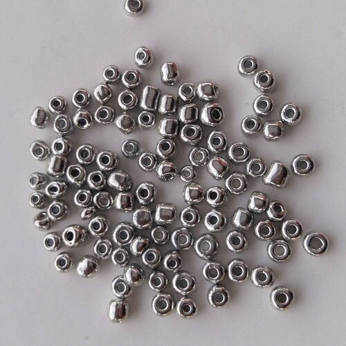 500 perles de rocaille argente argent ø 4 mm 6/0 (36 grs) - creation bijoux