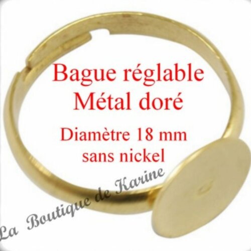 10 bagues reglable metal dore 18 mm - plateau fimo - creation bijoux perles