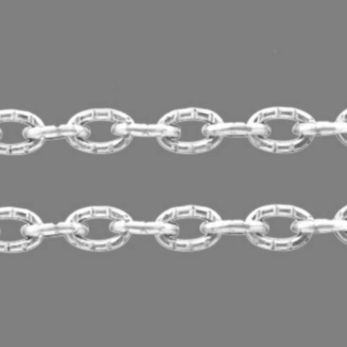 4 m de chaine metal ciselee argente clair 3,5 x 2,5 mm - creation bijoux perles