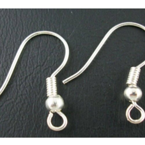 60 crochets supports boucles d'oreilles metal argente clair 18 mm - creation bijoux perles
