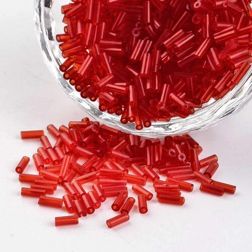 Lot de 500 perles de rocaille tube rouge 5 mm diamètre 1,8 mm - creation bijoux