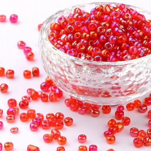 500 perles de rocaille rouge translucide ø 4 mm 6/0 (36 grs) - creation bijoux