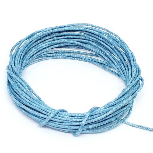 4 mètres de fil cordon coton cire bleu clair diamètre 1 mm - création bijoux perles