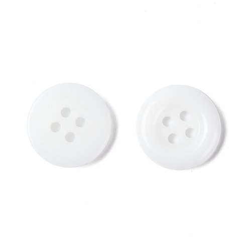 Lot de 20 boutons plastiques blanc rond 12 mm - 4 trous 1 mm - creation couture scrapbooking