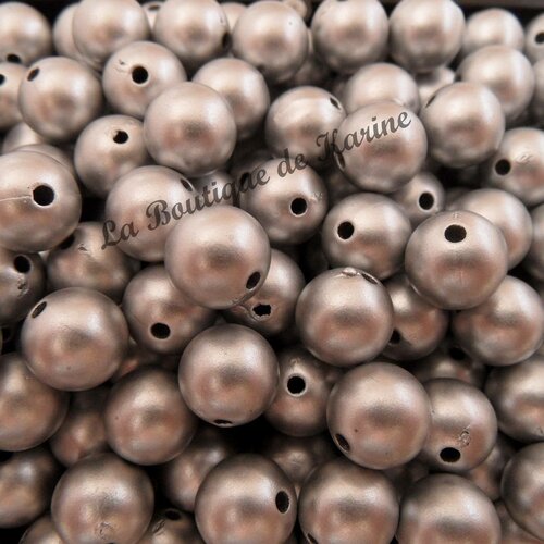 25 perles rondes acryliques gris 10 mm - creation bijoux