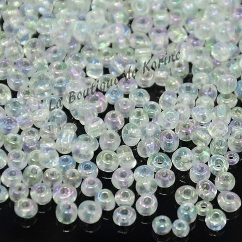 500 perles de rocaille blanc translucide avec reflets multicolores ø 4 mm 6/0 (36 grs) - creation bijoux