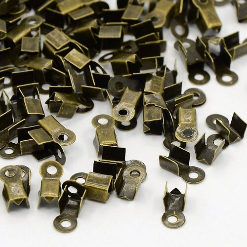 100 embouts cache noeuds à ecraser metal bronze 3 x 9 mm - creation bijoux perles