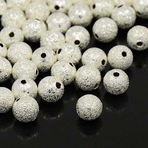 Lot de 10 perles laiton metal argente clair ø 12 mm - creation bijoux