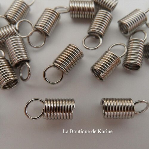40 embouts serre fil ressort metal argente 10 x 4 mm - creation bijoux perles