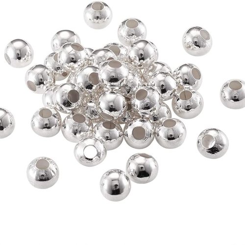 200 perles metal argente clair diametre 3 mm - perles intercalaires - perles d'espacement - creation bijoux perles