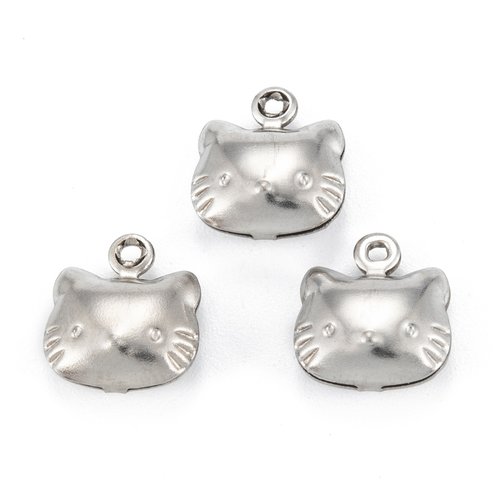 Lot de 20 breloques chat hello kitty métal argenté - creation bijoux perles