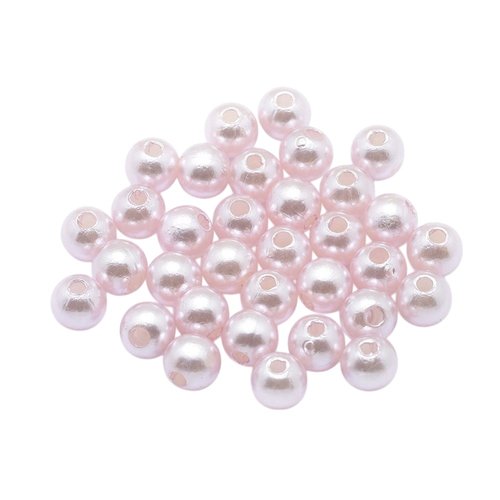 Lot de 200 perles nacrees rose clair pastel acrylique diamètre 6 mm - creation
