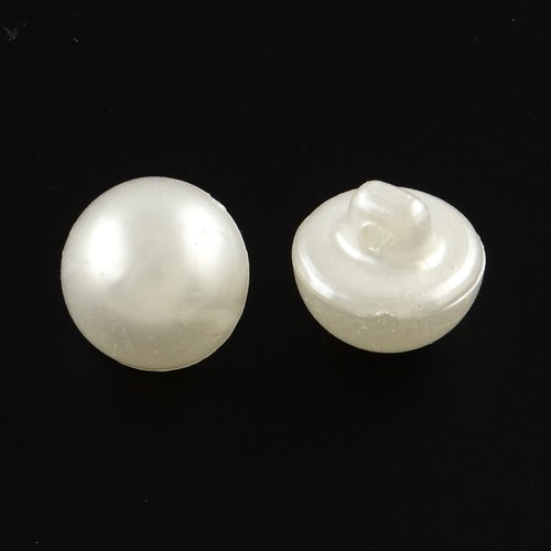 20 boutons de tige blanc nacre aspect perle nacrée acrylique diamètre 10 mm 1 trou - creation couture diy