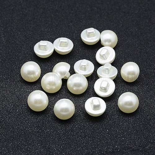 20 boutons de tige beige nacre aspect perle nacrée acrylique diamètre 10 mm 1 trou - creation couture diy